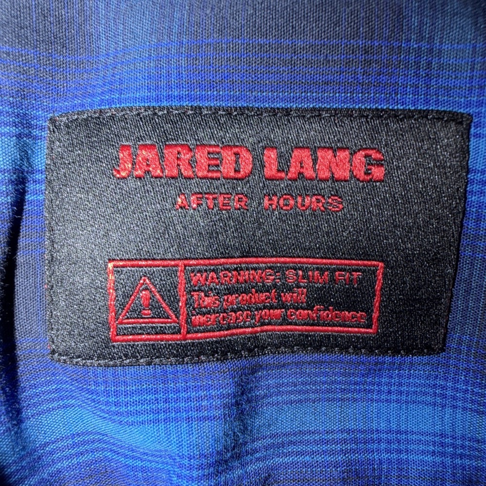 LOT OF 2 Jarad Lang After Hours Mens Shirt Slim Fit Blue Check Plaid LS Large - Picture 10 of 16